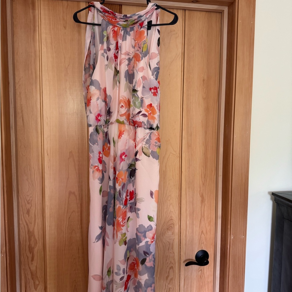 Elegant Floral Halter Midi Dress